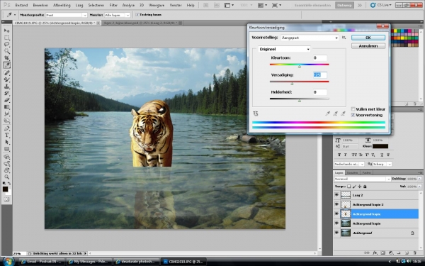 Creation of tiger taking a bath : Step 6